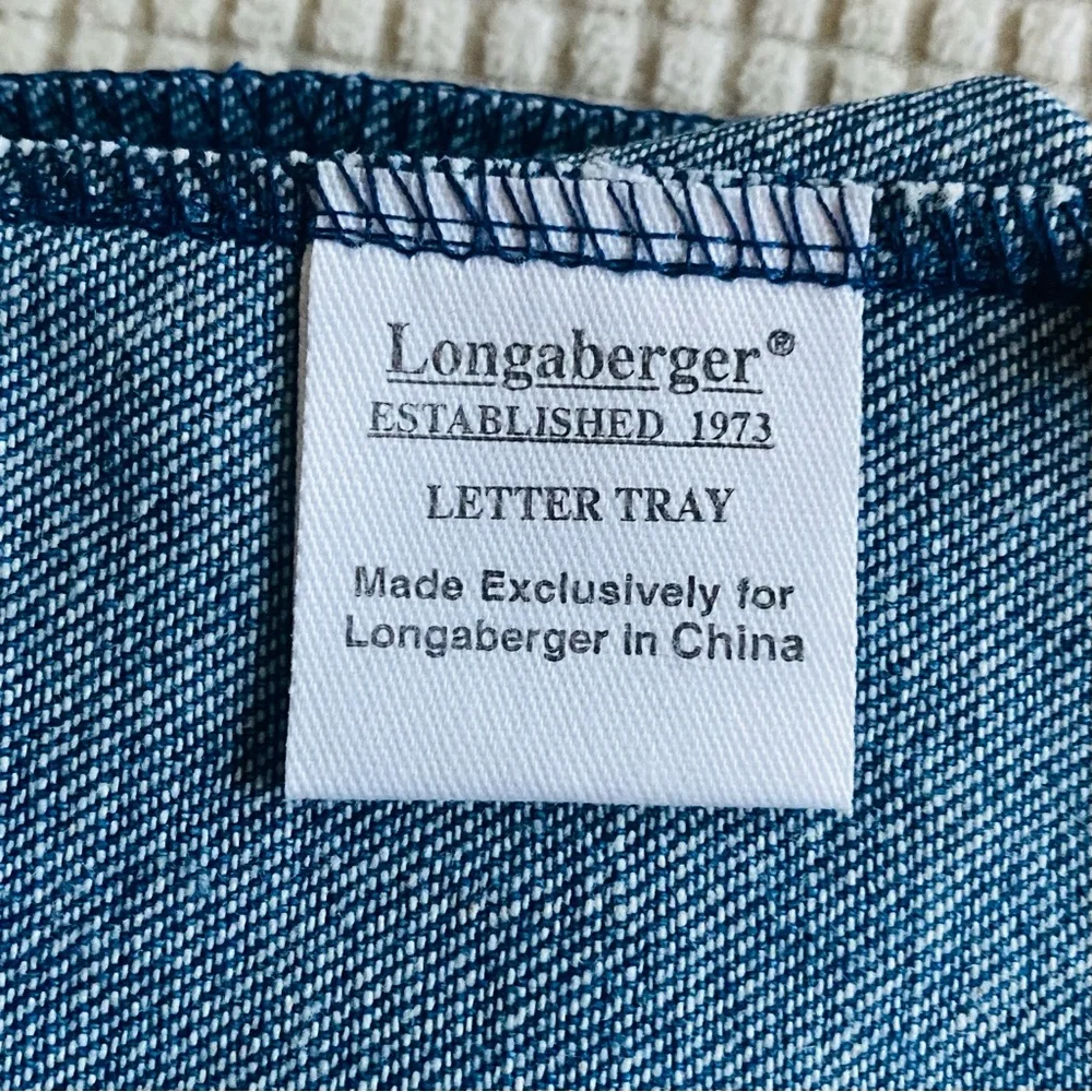 Longaberger Denim Letter Tray Liner - Blue